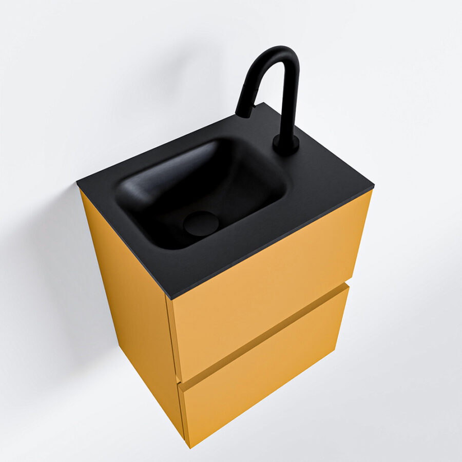 MONDIAZ ADA 40cm toiletmeubel ocher. LEX wastafel urban positie rechts. Met 1 kraangat - Afbeelding 4