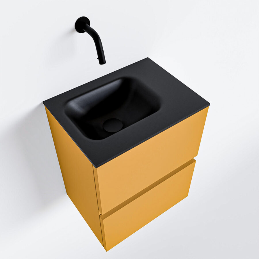 MONDIAZ ADA 40cm toiletmeubel ocher. LEX wastafel urban positie rechts. Zonder kraangat - Afbeelding 4