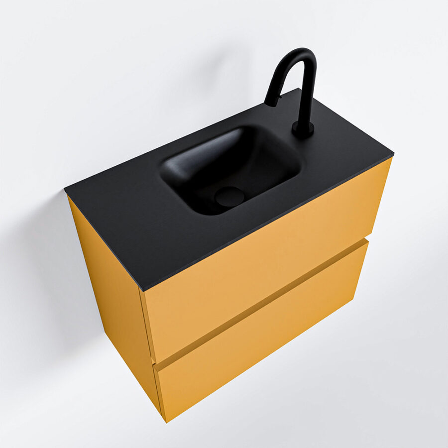 MONDIAZ ADA 60cm toiletmeubel ocher. LEX wastafel urban positie midden. Met 1 kraangat - Afbeelding 4