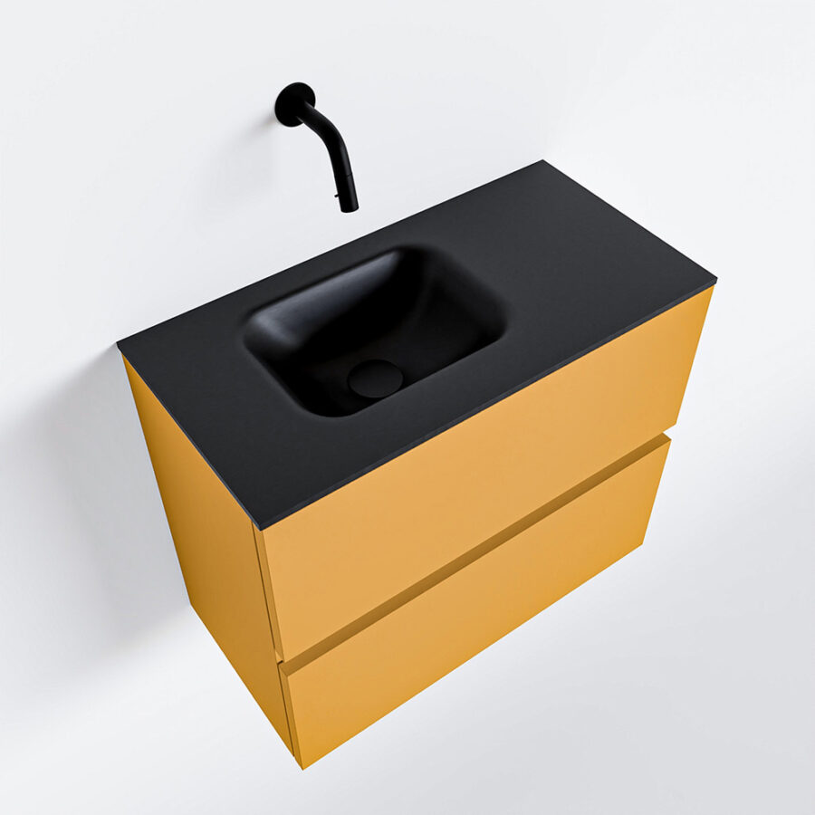 MONDIAZ ADA 60cm toiletmeubel ocher. LEX wastafel urban positie links. Zonder kraangat - Afbeelding 4