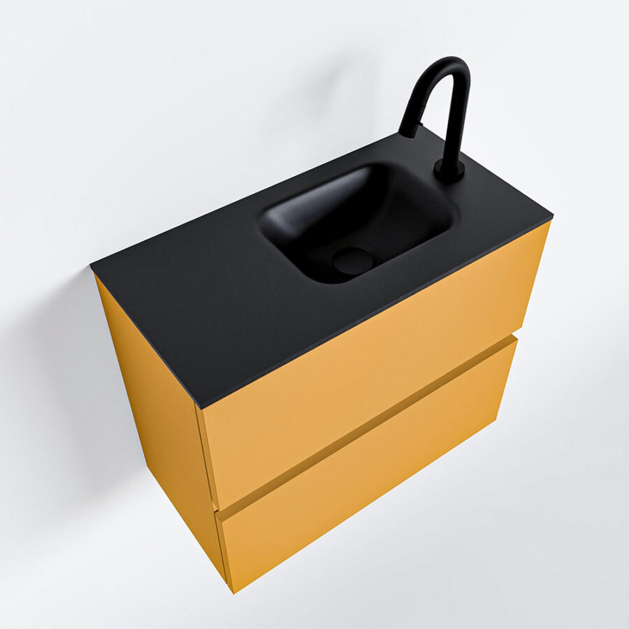 MONDIAZ ADA 60cm toiletmeubel ocher. LEX wastafel urban positie rechts. Met 1 kraangat - Afbeelding 4