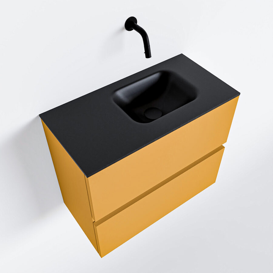MONDIAZ ADA 60cm toiletmeubel ocher. LEX wastafel urban positie rechts. Zonder kraangat - Afbeelding 4