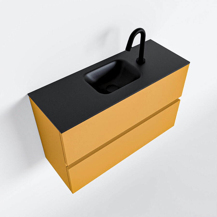 MONDIAZ ADA 80cm toiletmeubel ocher. LEX wastafel urban positie midden. Met 1 kraangat - Afbeelding 4