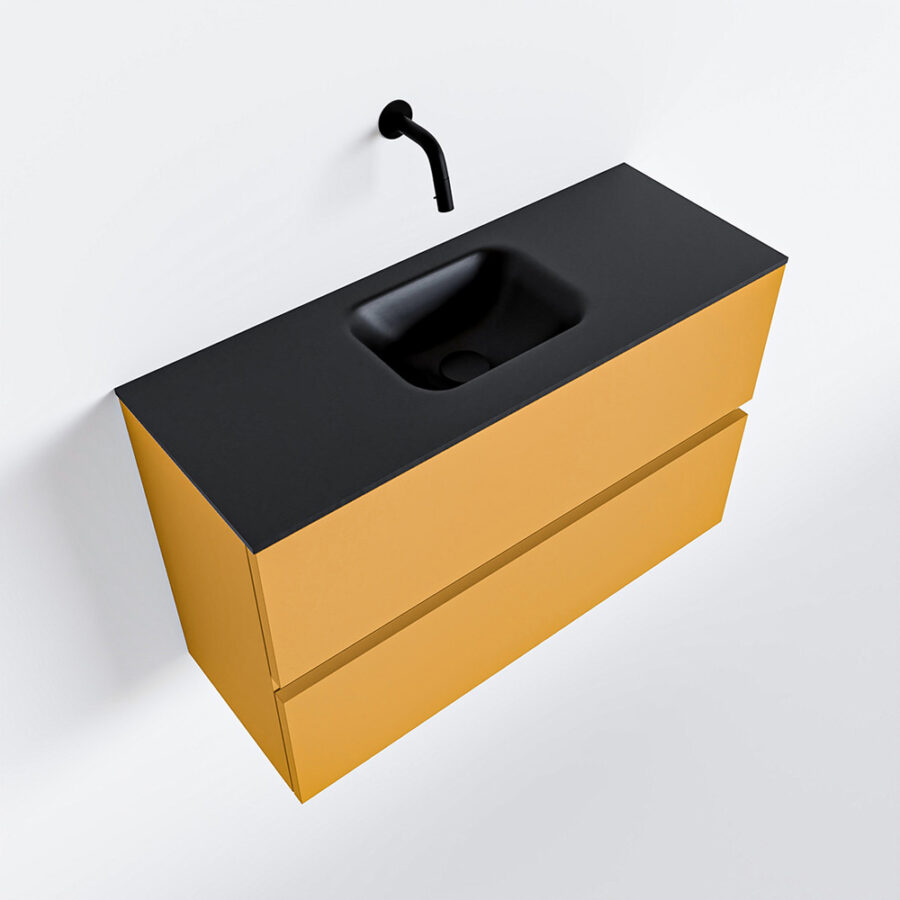 MONDIAZ ADA 80cm toiletmeubel ocher. LEX wastafel urban positie midden. Zonder kraangat - Afbeelding 4