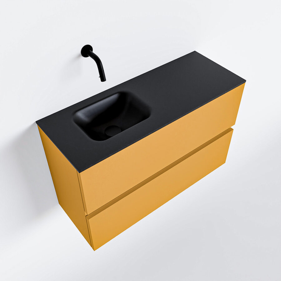MONDIAZ ADA 80cm toiletmeubel ocher. LEX wastafel urban positie links. Zonder kraangat - Afbeelding 4