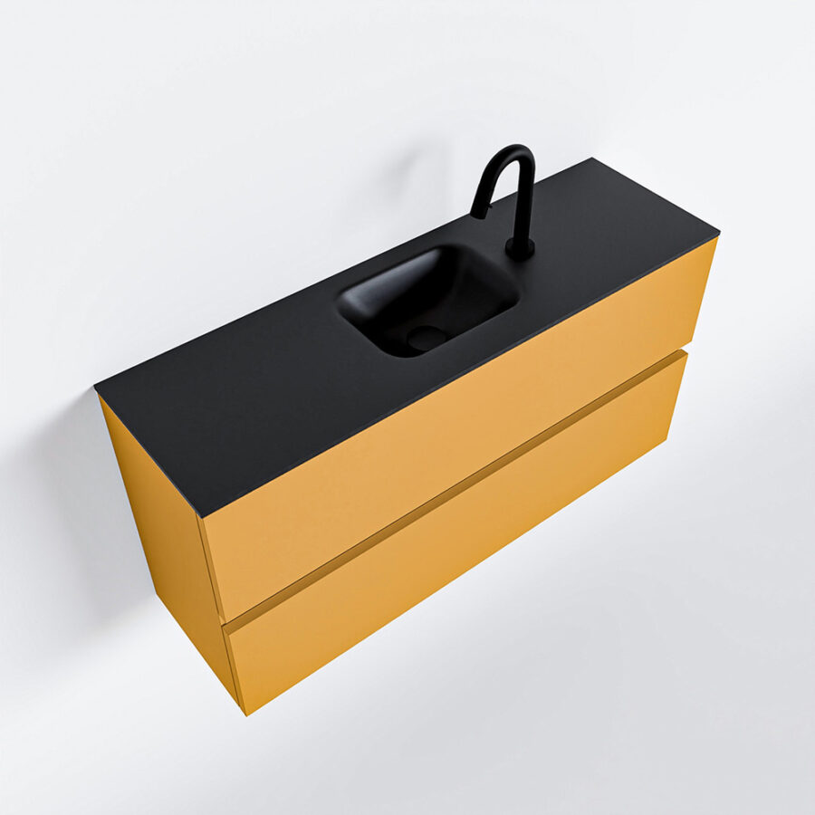 MONDIAZ ADA 100cm toiletmeubel ocher. LEX wastafel urban positie midden. Met 1 kraangat - Afbeelding 4