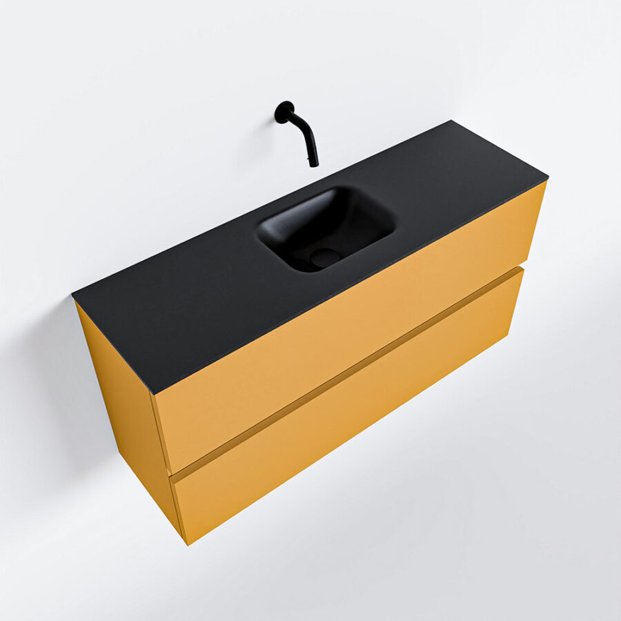 MONDIAZ ADA 100cm toiletmeubel ocher. LEX wastafel urban positie midden. Zonder kraangat - Afbeelding 4