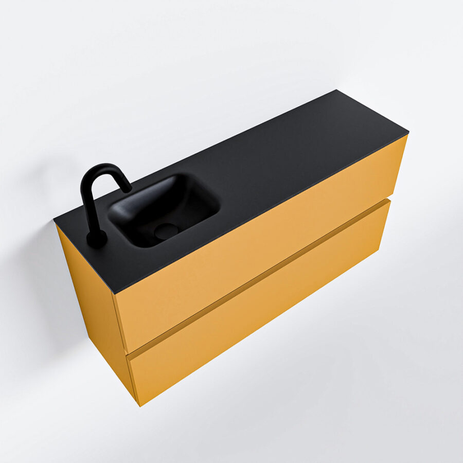 MONDIAZ ADA 100cm toiletmeubel ocher. LEX wastafel urban positie links. Met 1 kraangat - Afbeelding 4