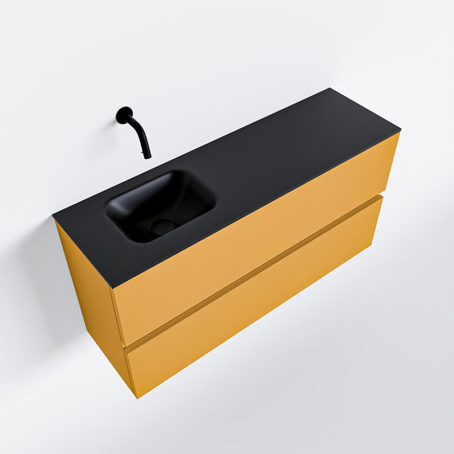 MONDIAZ ADA 100cm toiletmeubel ocher. LEX wastafel urban positie links. Zonder kraangat - Afbeelding 4