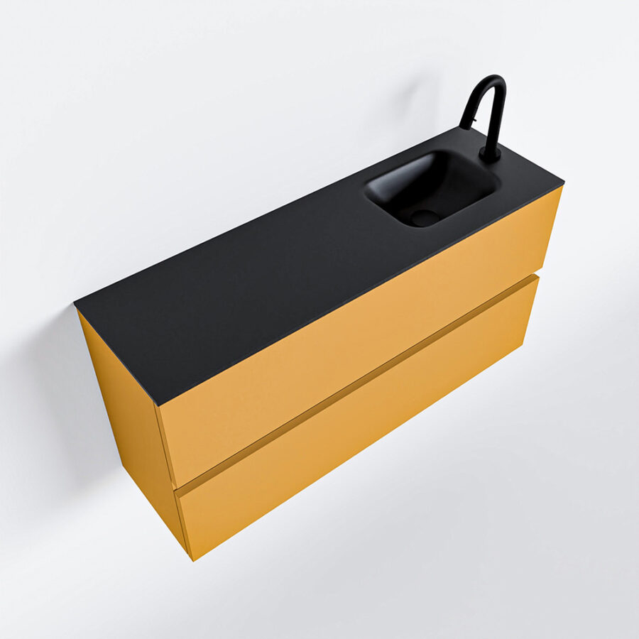 MONDIAZ ADA 100cm toiletmeubel ocher. LEX wastafel urban positie rechts. Met 1 kraangat - Afbeelding 4