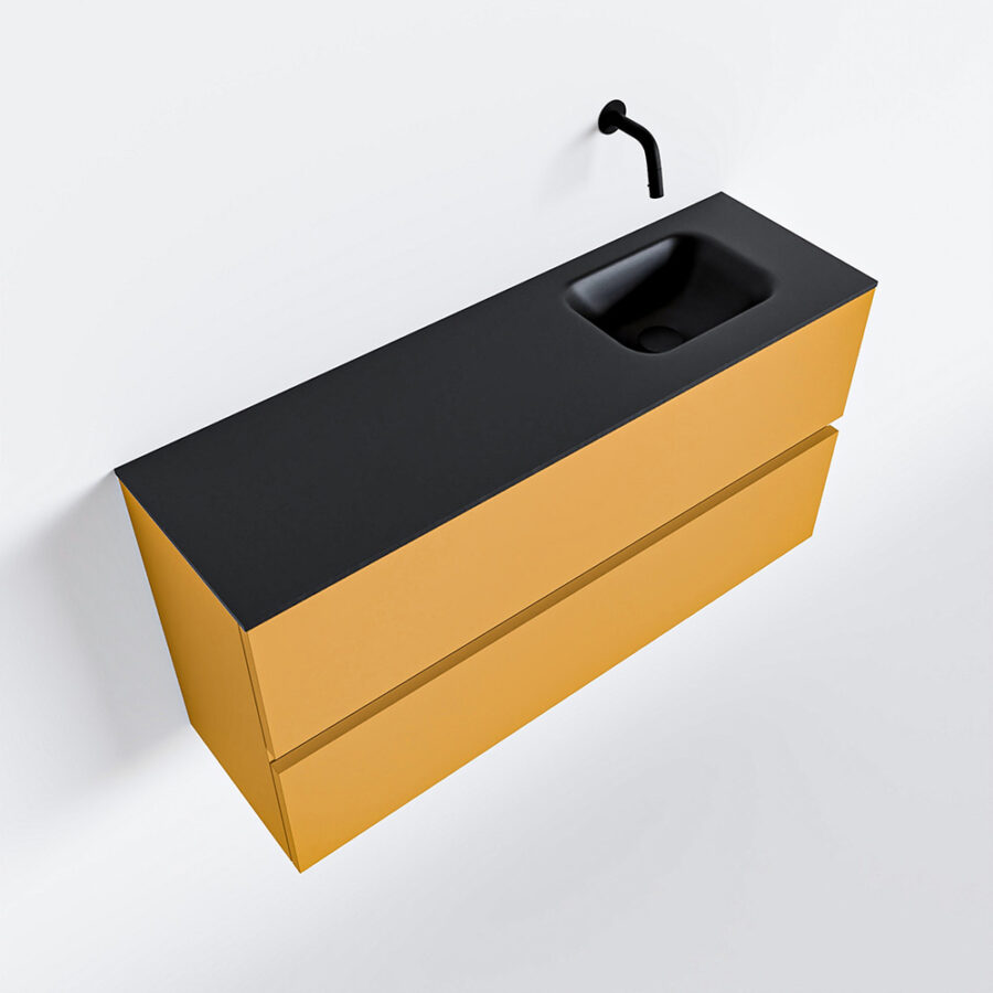 MONDIAZ ADA 100cm toiletmeubel ocher. LEX wastafel urban positie rechts. Zonder kraangat - Afbeelding 4