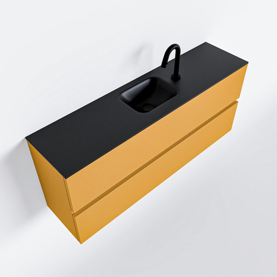 MONDIAZ ADA 120cm toiletmeubel ocher. LEX wastafel urban positie midden. Met 1 kraangat - Afbeelding 4