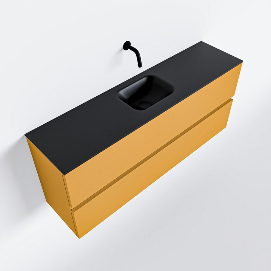 MONDIAZ ADA 120cm toiletmeubel ocher. LEX wastafel urban positie midden. Zonder kraangat - Afbeelding 4