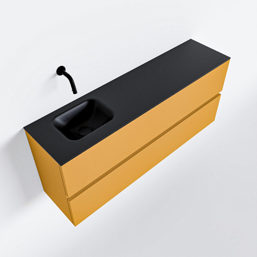 MONDIAZ ADA 120cm toiletmeubel ocher. LEX wastafel urban positie links. Zonder kraangat - Afbeelding 4