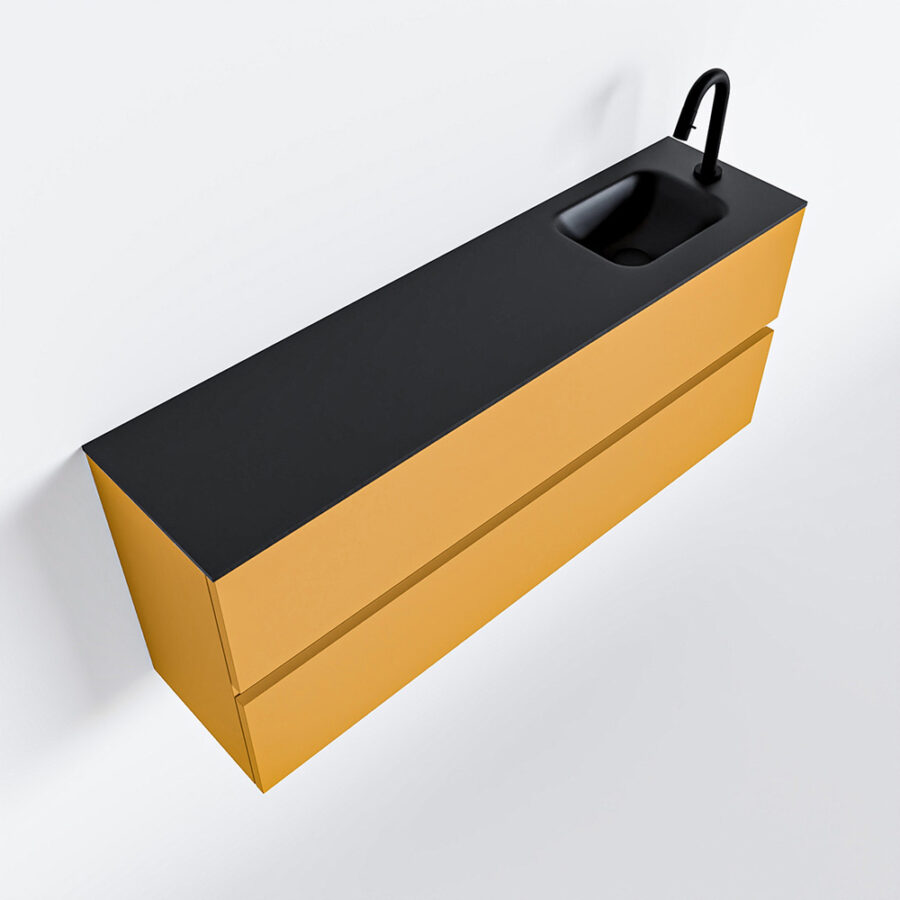 MONDIAZ ADA 120cm toiletmeubel ocher. LEX wastafel urban positie rechts. Met 1 kraangat - Afbeelding 4
