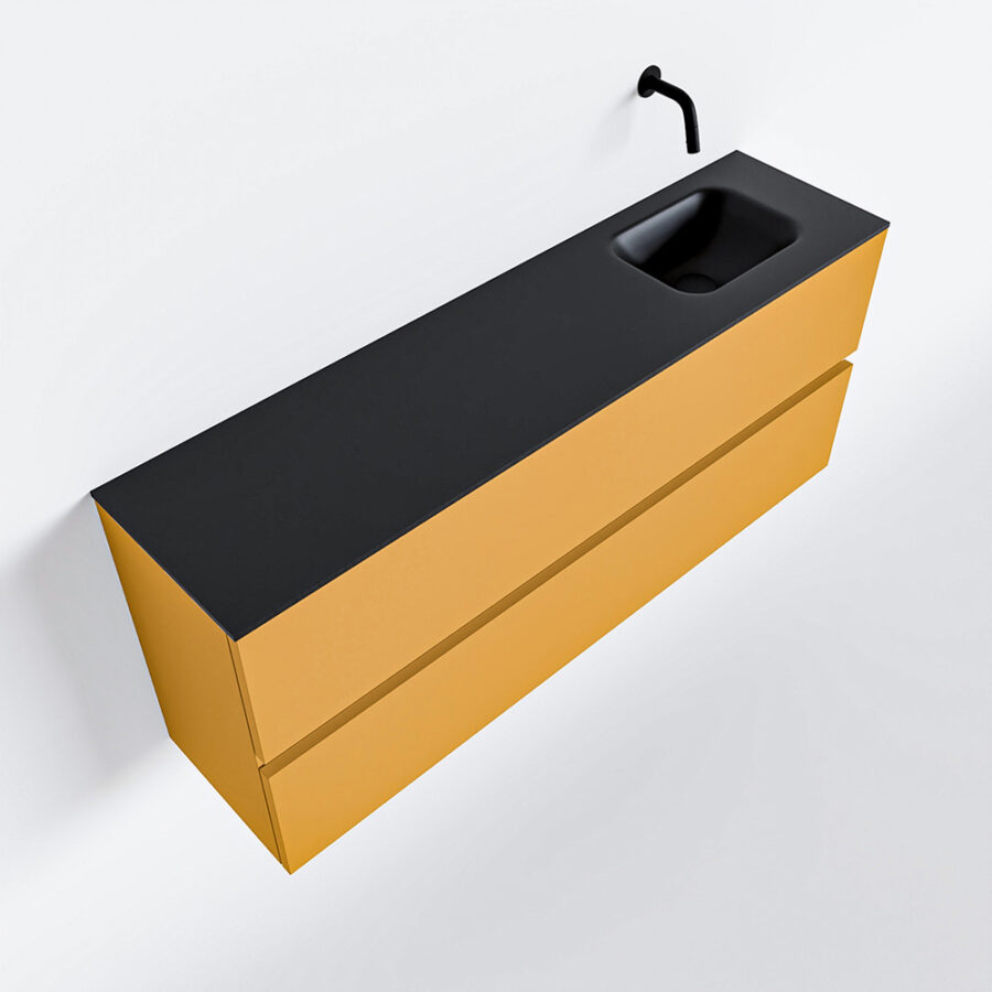 MONDIAZ ADA 120cm toiletmeubel ocher. LEX wastafel urban positie rechts. Zonder kraangat - Afbeelding 4