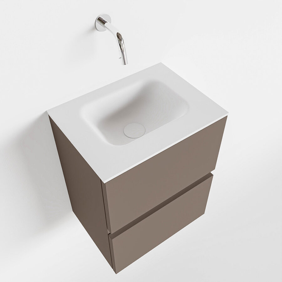 MONDIAZ ADA 40cm toiletmeubel smoke. LEX wastafel talc positie midden. Zonder kraangat - Afbeelding 4