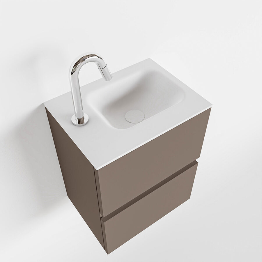 MONDIAZ ADA 40cm toiletmeubel smoke. LEX wastafel talc positie links. Met 1 kraangat - Afbeelding 4