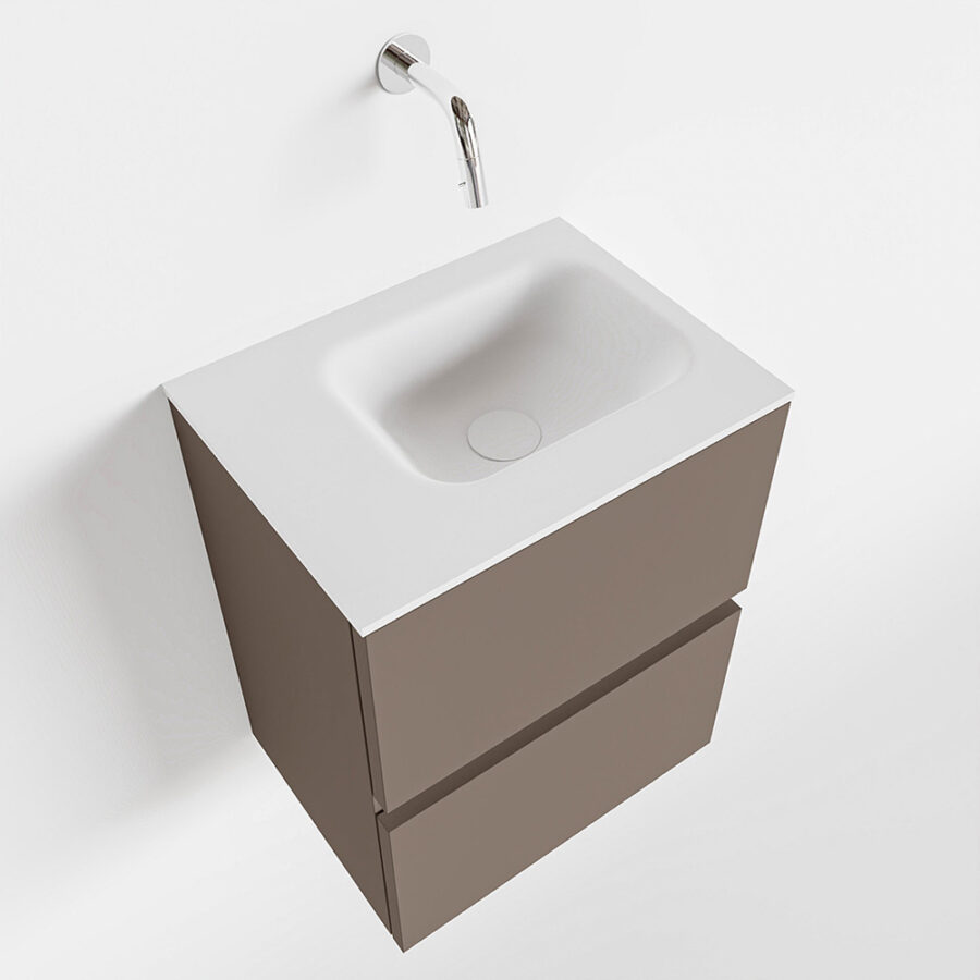 MONDIAZ ADA 40cm toiletmeubel smoke. LEX wastafel talc positie links. Zonder kraangat - Afbeelding 4