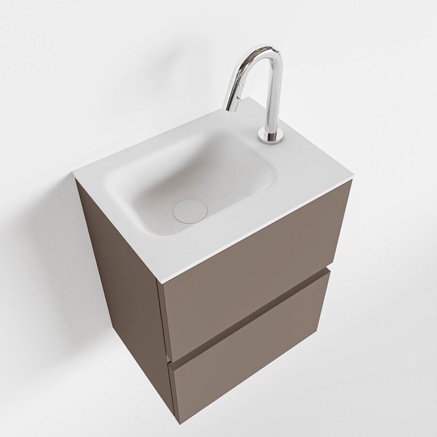 MONDIAZ ADA 40cm toiletmeubel smoke. LEX wastafel talc positie rechts. Met 1 kraangat - Afbeelding 4
