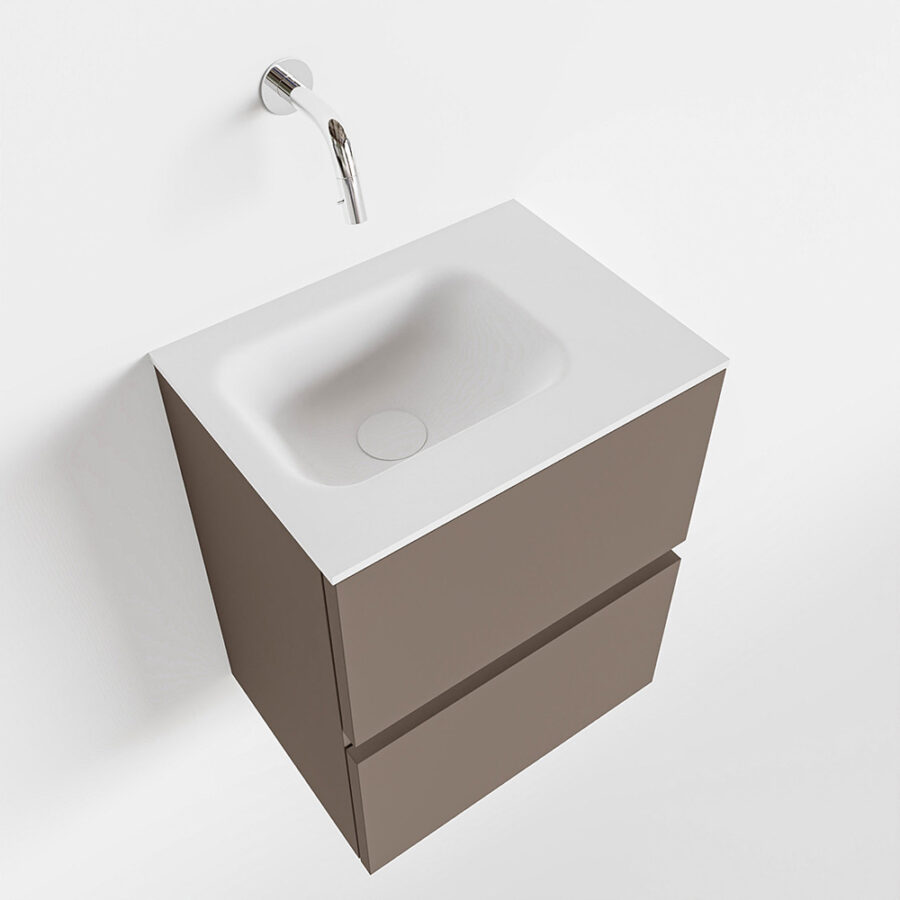 MONDIAZ ADA 40cm toiletmeubel smoke. LEX wastafel talc positie rechts. Zonder kraangat - Afbeelding 4