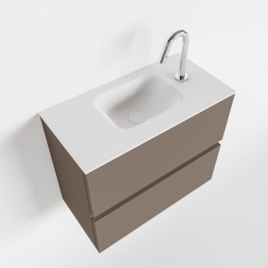 MONDIAZ ADA 60cm toiletmeubel smoke. LEX wastafel talc positie midden. Met 1 kraangat - Afbeelding 4