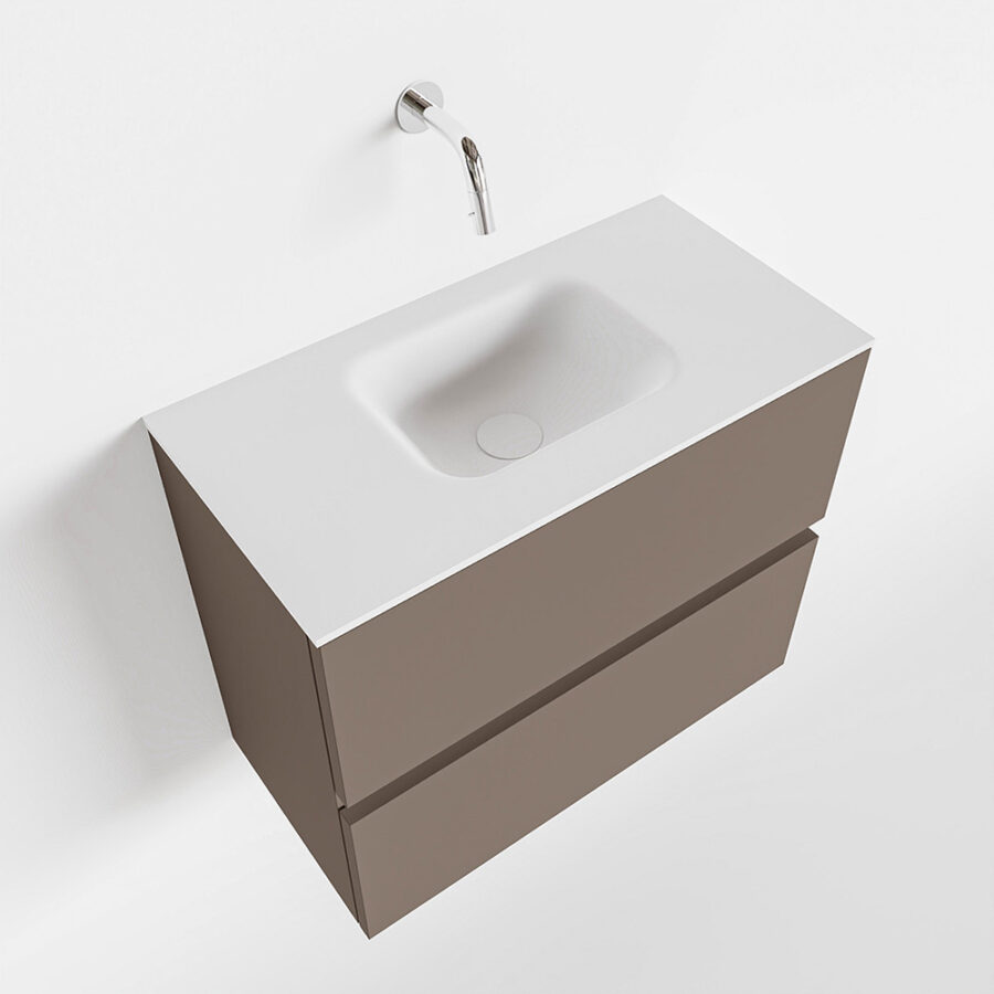 MONDIAZ ADA 60cm toiletmeubel smoke. LEX wastafel talc positie midden. Zonder kraangat - Afbeelding 4