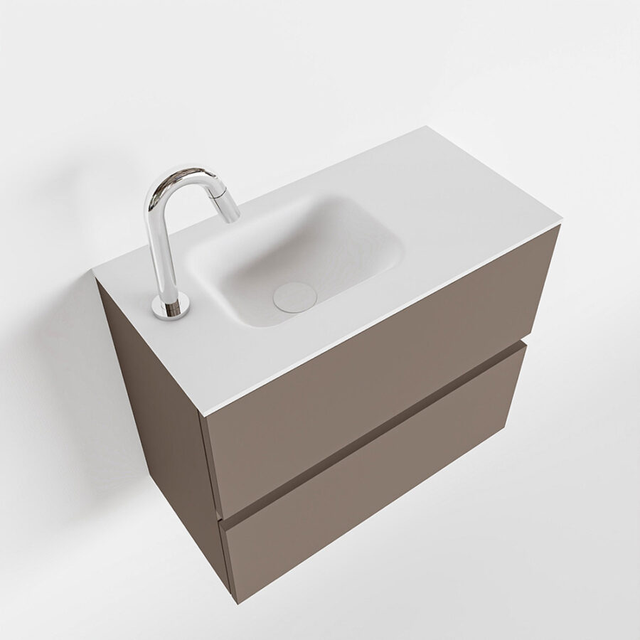 MONDIAZ ADA 60cm toiletmeubel smoke. LEX wastafel talc positie links. Met 1 kraangat - Afbeelding 4