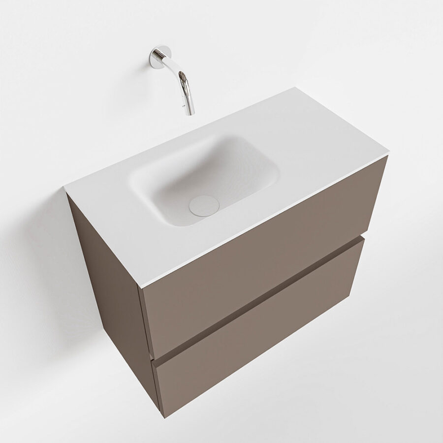 MONDIAZ ADA 60cm toiletmeubel smoke. LEX wastafel talc positie links. Zonder kraangat - Afbeelding 4