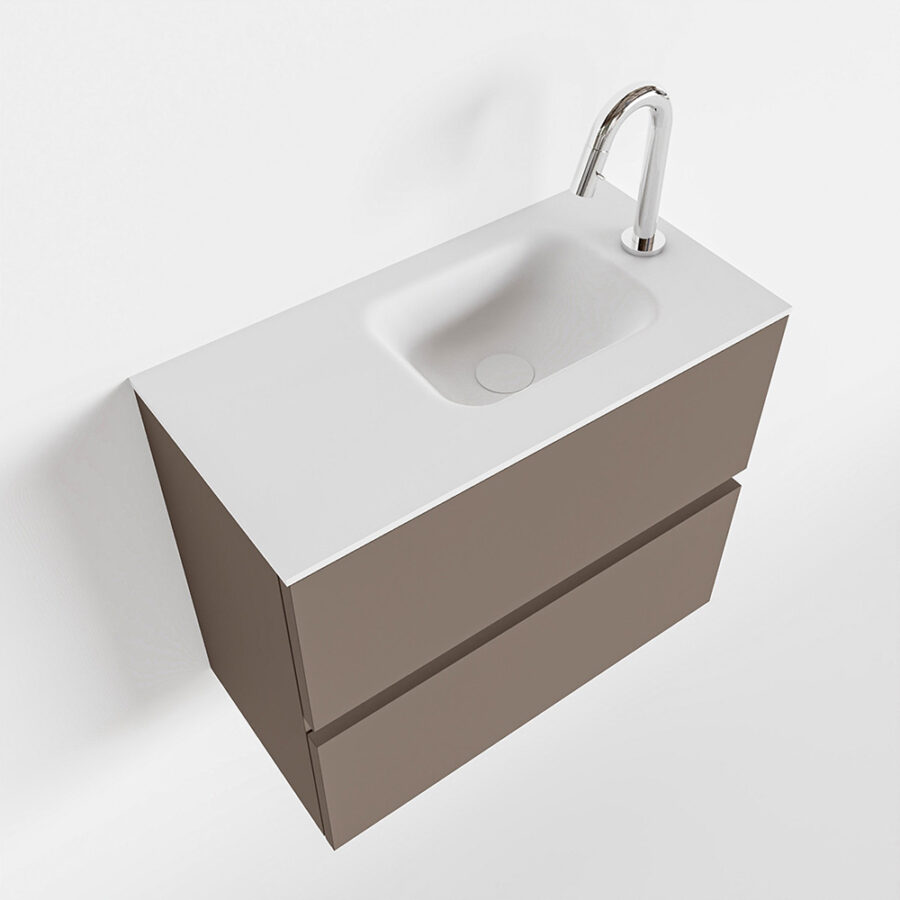 MONDIAZ ADA 60cm toiletmeubel smoke. LEX wastafel talc positie rechts. Met 1 kraangat - Afbeelding 4