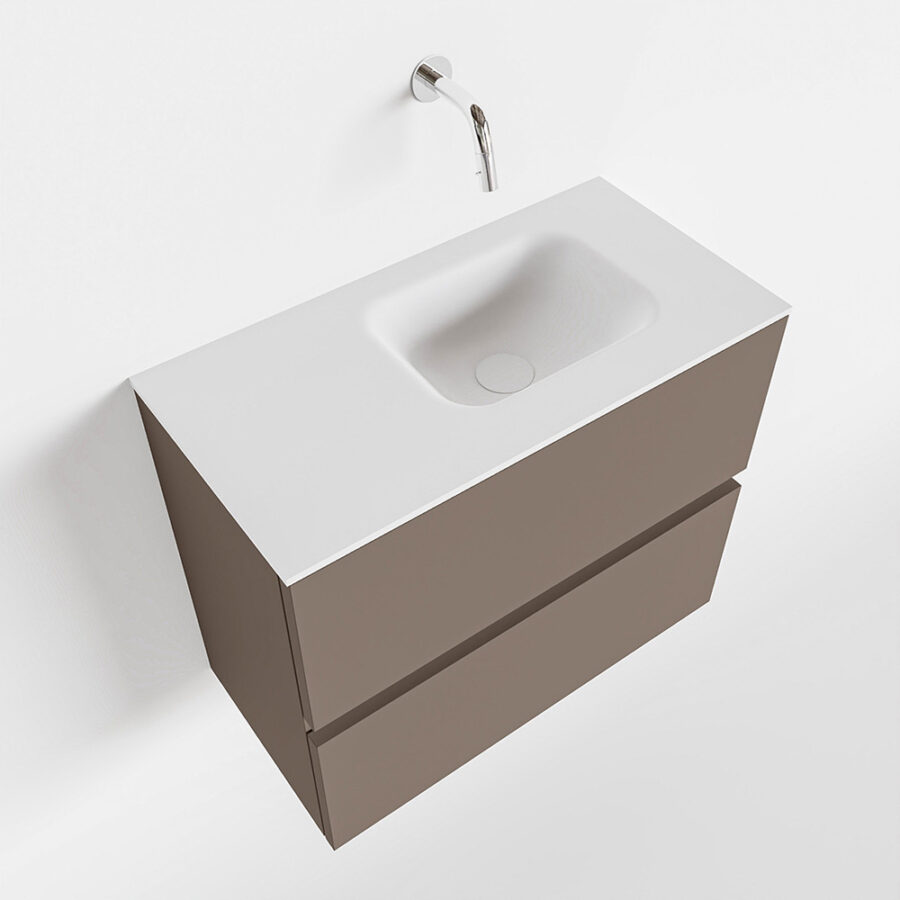 MONDIAZ ADA 60cm toiletmeubel smoke. LEX wastafel talc positie rechts. Zonder kraangat - Afbeelding 4