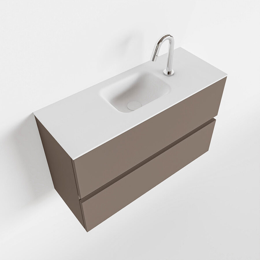 MONDIAZ ADA 80cm toiletmeubel smoke. LEX wastafel talc positie midden. Met 1 kraangat - Afbeelding 4