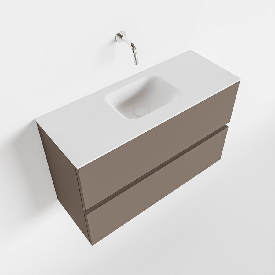 MONDIAZ ADA 80cm toiletmeubel smoke. LEX wastafel talc positie midden. Zonder kraangat - Afbeelding 4