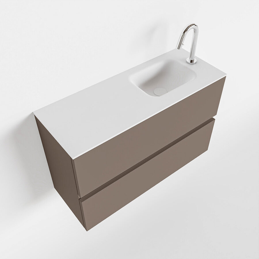MONDIAZ ADA 80cm toiletmeubel smoke. LEX wastafel talc positie rechts. Met 1 kraangat - Afbeelding 4