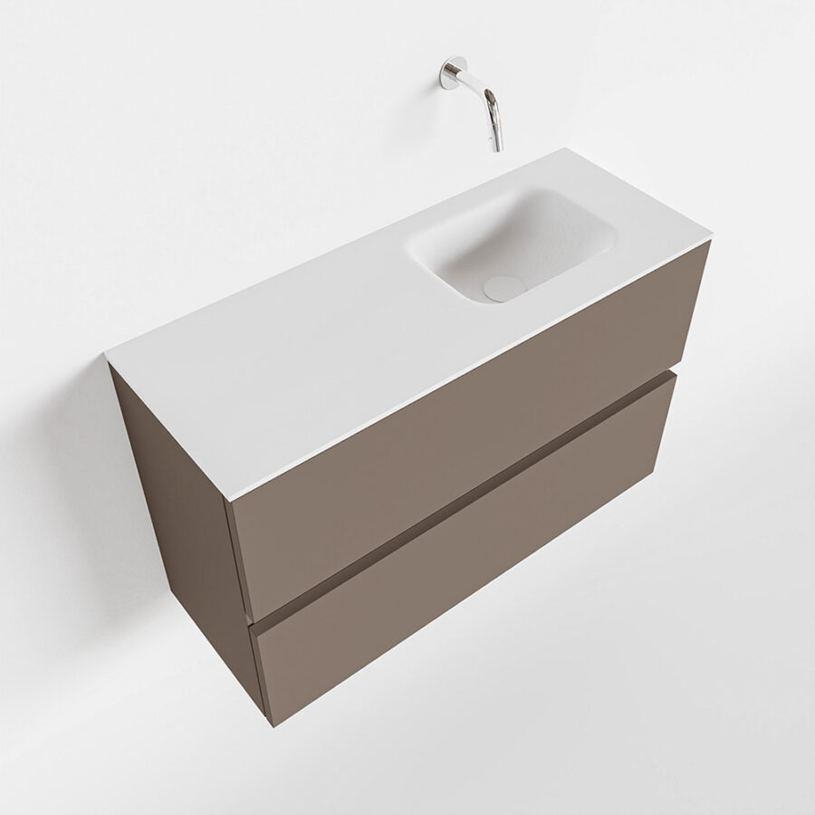 MONDIAZ ADA 80cm toiletmeubel smoke. LEX wastafel talc positie rechts. Zonder kraangat - Afbeelding 4