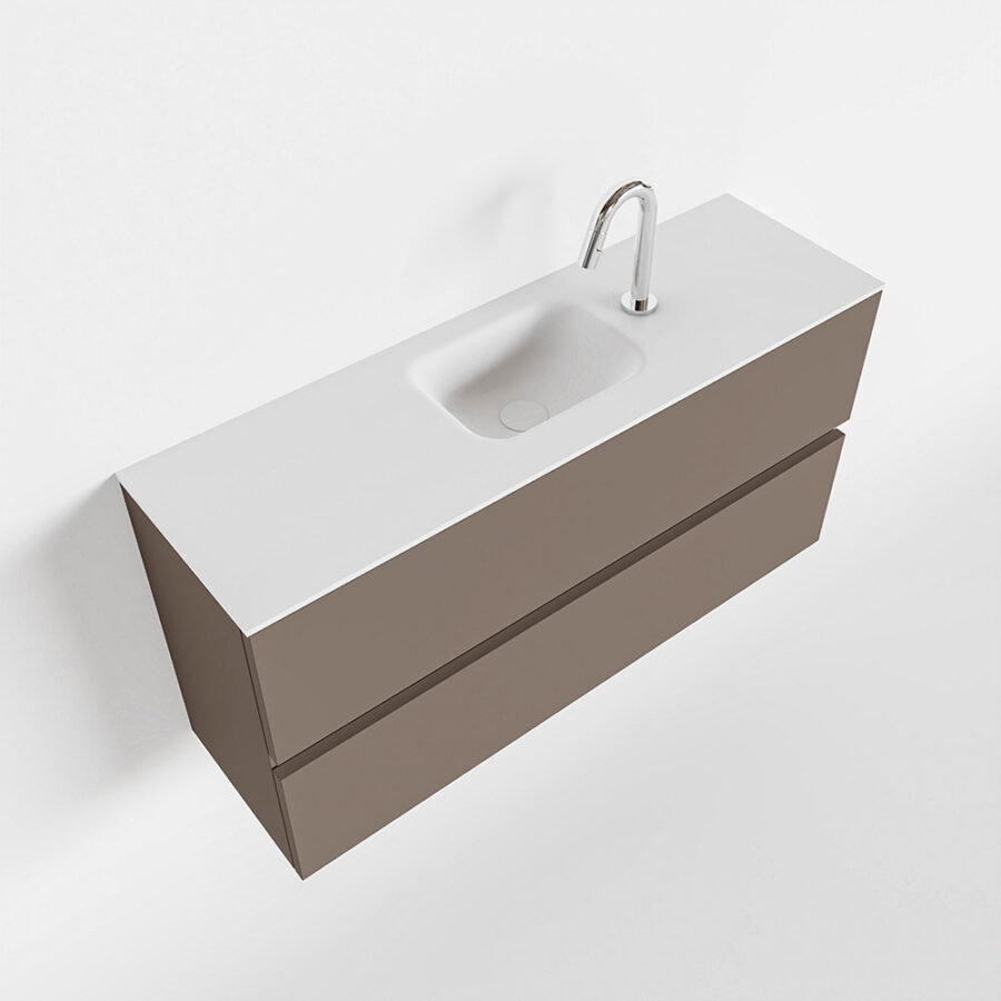 MONDIAZ ADA 100cm toiletmeubel smoke. LEX wastafel talc positie midden. Met 1 kraangat - Afbeelding 4
