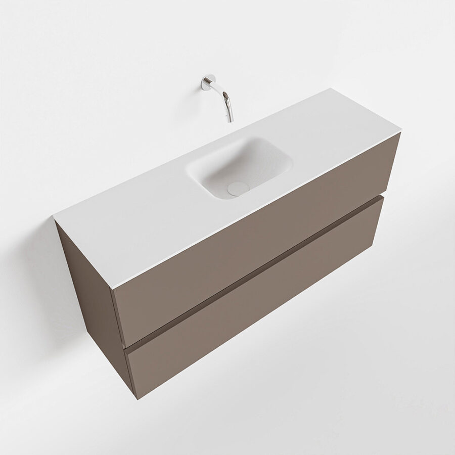 MONDIAZ ADA 100cm toiletmeubel smoke. LEX wastafel talc positie midden. Zonder kraangat - Afbeelding 4