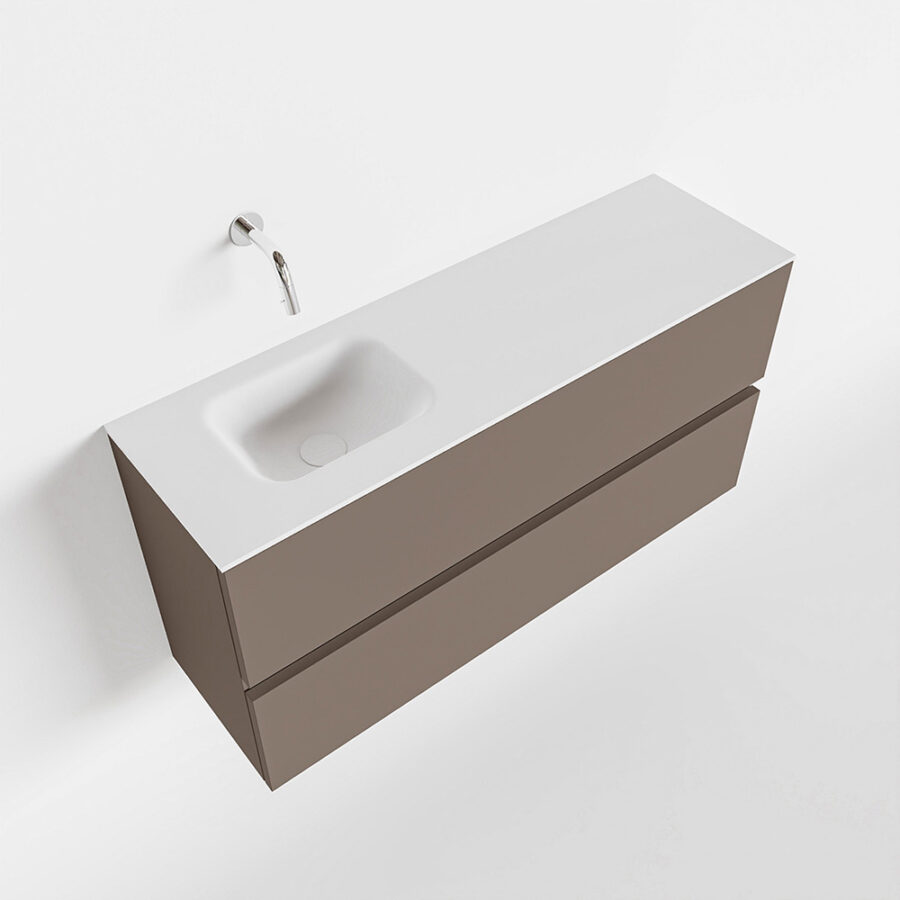 MONDIAZ ADA 100cm toiletmeubel smoke. LEX wastafel talc positie links. Zonder kraangat - Afbeelding 4