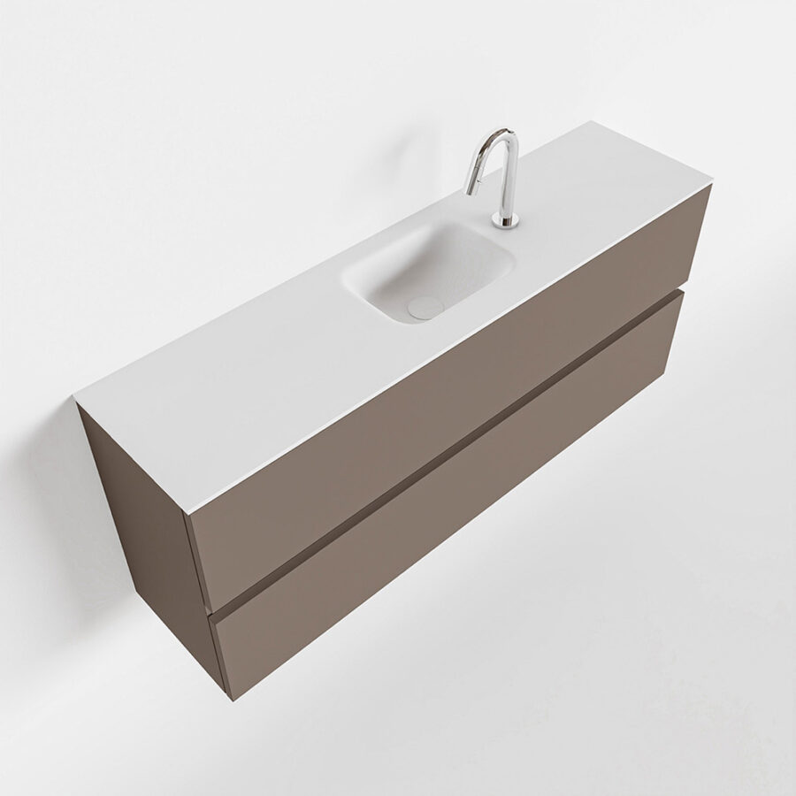 MONDIAZ ADA 120cm toiletmeubel smoke. LEX wastafel talc positie midden. Met 1 kraangat - Afbeelding 4