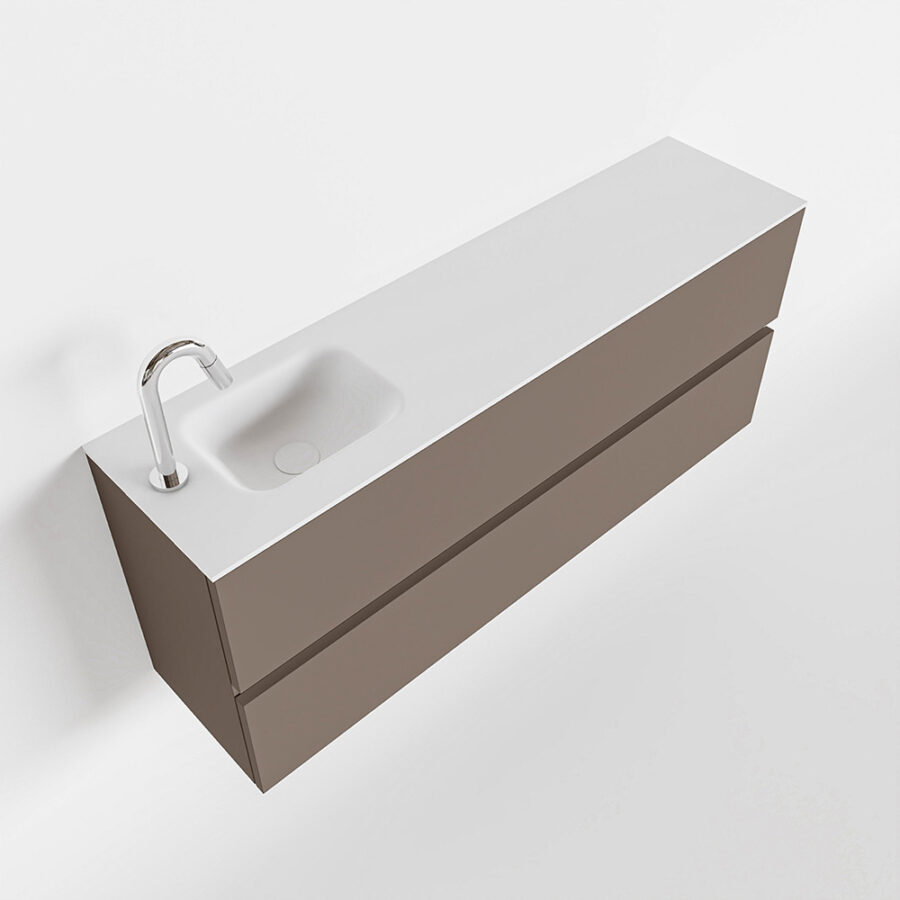MONDIAZ ADA 120cm toiletmeubel smoke. LEX wastafel talc positie links. Met 1 kraangat - Afbeelding 4