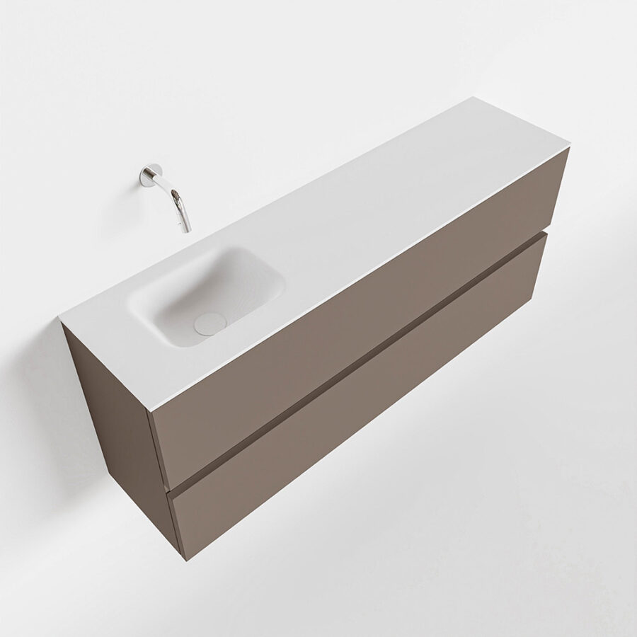 MONDIAZ ADA 120cm toiletmeubel smoke. LEX wastafel talc positie links. Zonder kraangat - Afbeelding 4