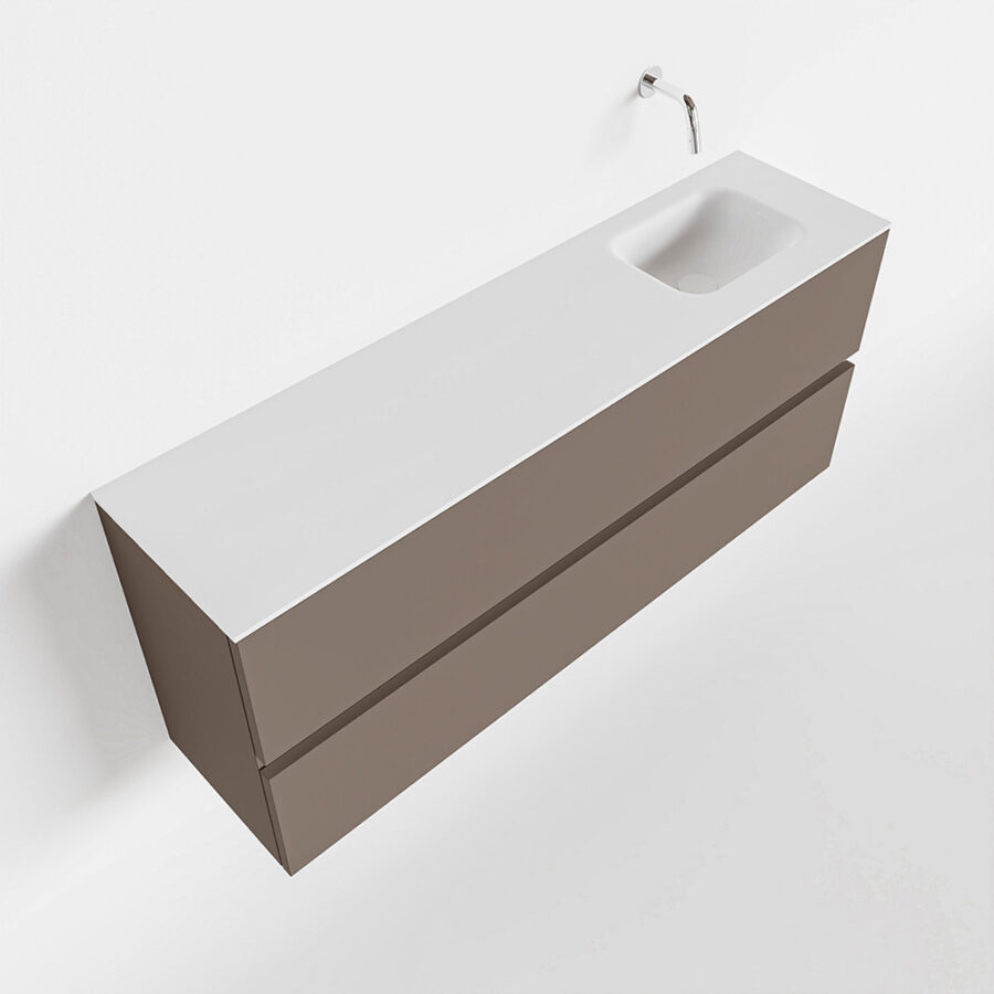MONDIAZ ADA 120cm toiletmeubel smoke. LEX wastafel talc positie rechts. Zonder kraangat - Afbeelding 4