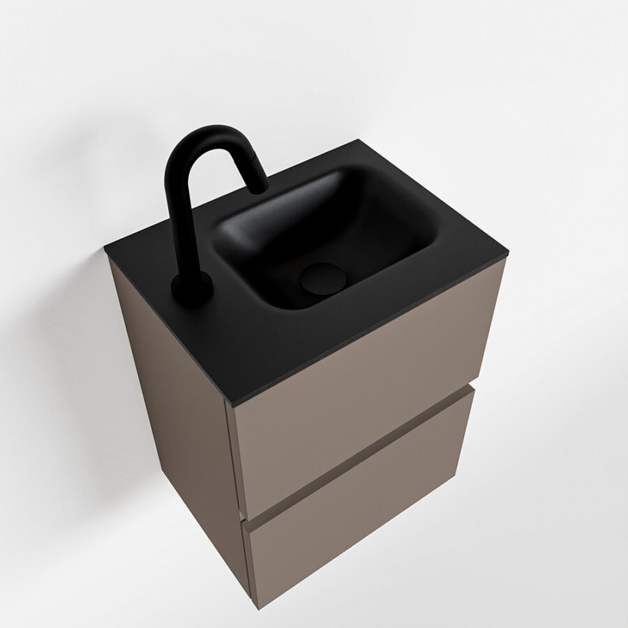 MONDIAZ ADA 40cm toiletmeubel smoke. LEX wastafel urban positie links. Met 1 kraangat - Afbeelding 4