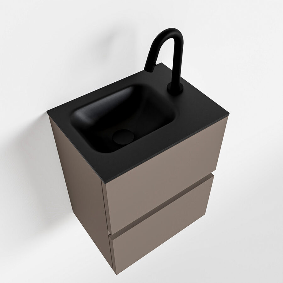 MONDIAZ ADA 40cm toiletmeubel smoke. LEX wastafel urban positie rechts. Met 1 kraangat - Afbeelding 4
