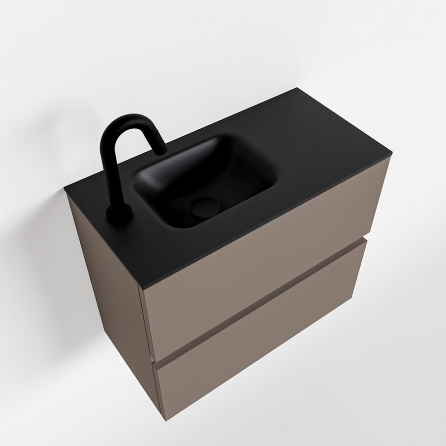 MONDIAZ ADA 60cm toiletmeubel smoke. LEX wastafel urban positie links. Met 1 kraangat - Afbeelding 4