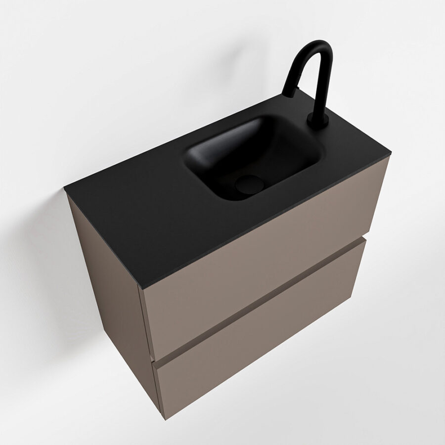MONDIAZ ADA 60cm toiletmeubel smoke. LEX wastafel urban positie rechts. Met 1 kraangat - Afbeelding 4