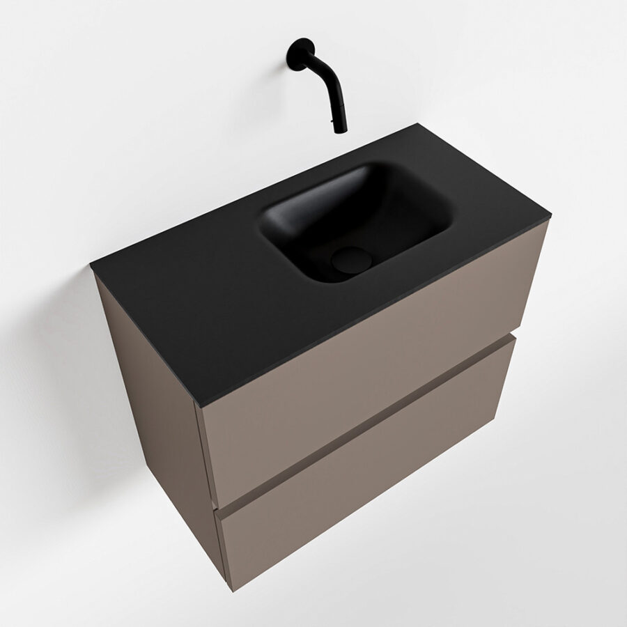 MONDIAZ ADA 60cm toiletmeubel smoke. LEX wastafel urban positie rechts. Zonder kraangat - Afbeelding 4