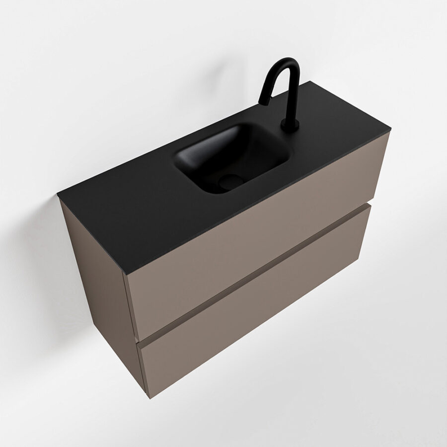 MONDIAZ ADA 80cm toiletmeubel smoke. LEX wastafel urban positie midden. Met 1 kraangat - Afbeelding 4