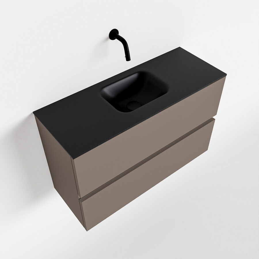 MONDIAZ ADA 80cm toiletmeubel smoke. LEX wastafel urban positie midden. Zonder kraangat - Afbeelding 4