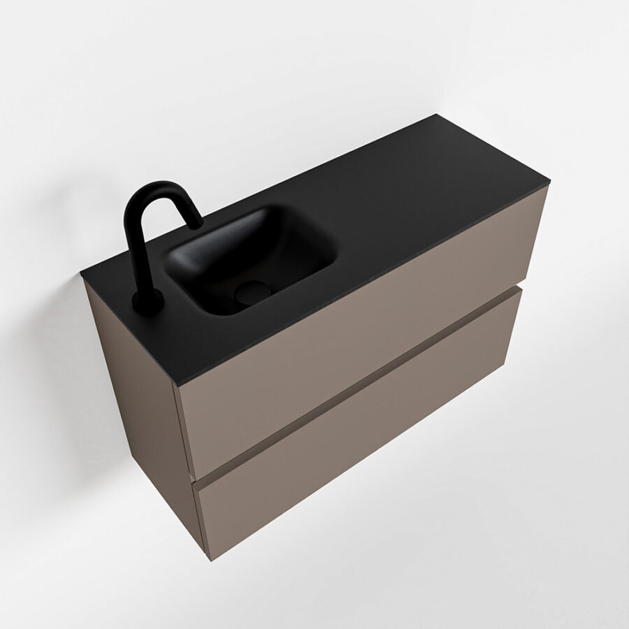 MONDIAZ ADA 80cm toiletmeubel smoke. LEX wastafel urban positie links. Met 1 kraangat - Afbeelding 4